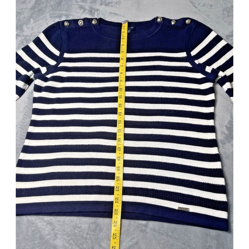 Tommy Hilfiger womens classic striped sweater sz XL preppy minimilist nautical - Picture 4 of 7